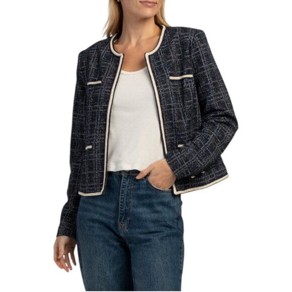 Nanette Lepore Jackets & Blazers - NANETTE BY NANETTE LEPORE Stretch Boucle Blazer With Tape Trim